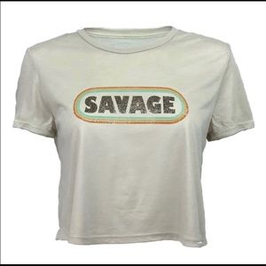 Savage Barbell Retro Cropped Tee - Small